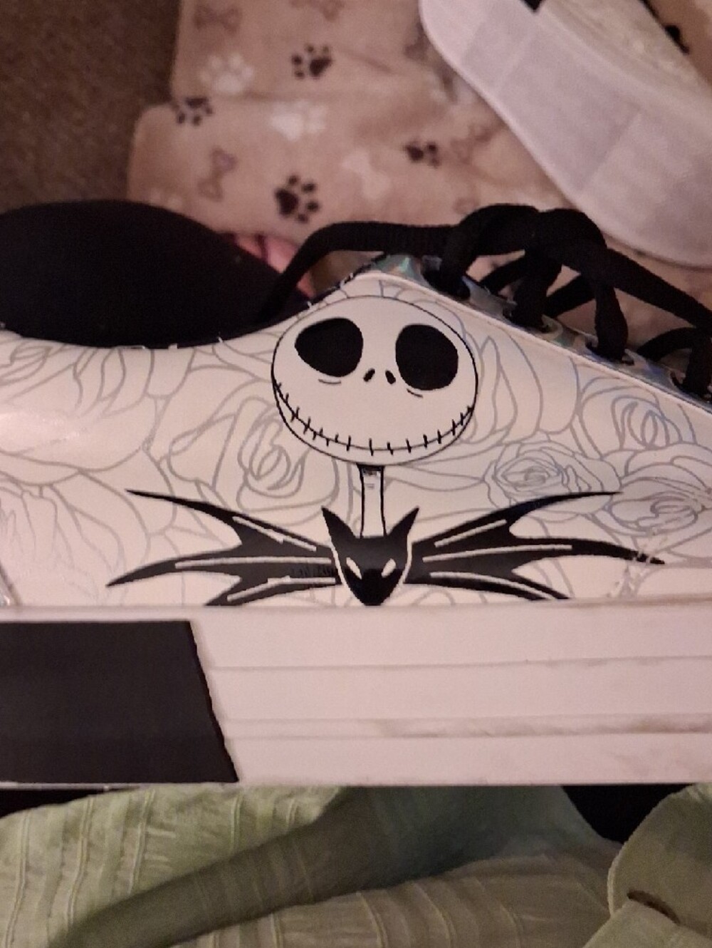 Disney Nightmare Before Christmas Multi-Pattern White Sneakers with Holographics - Picture 10 of 13